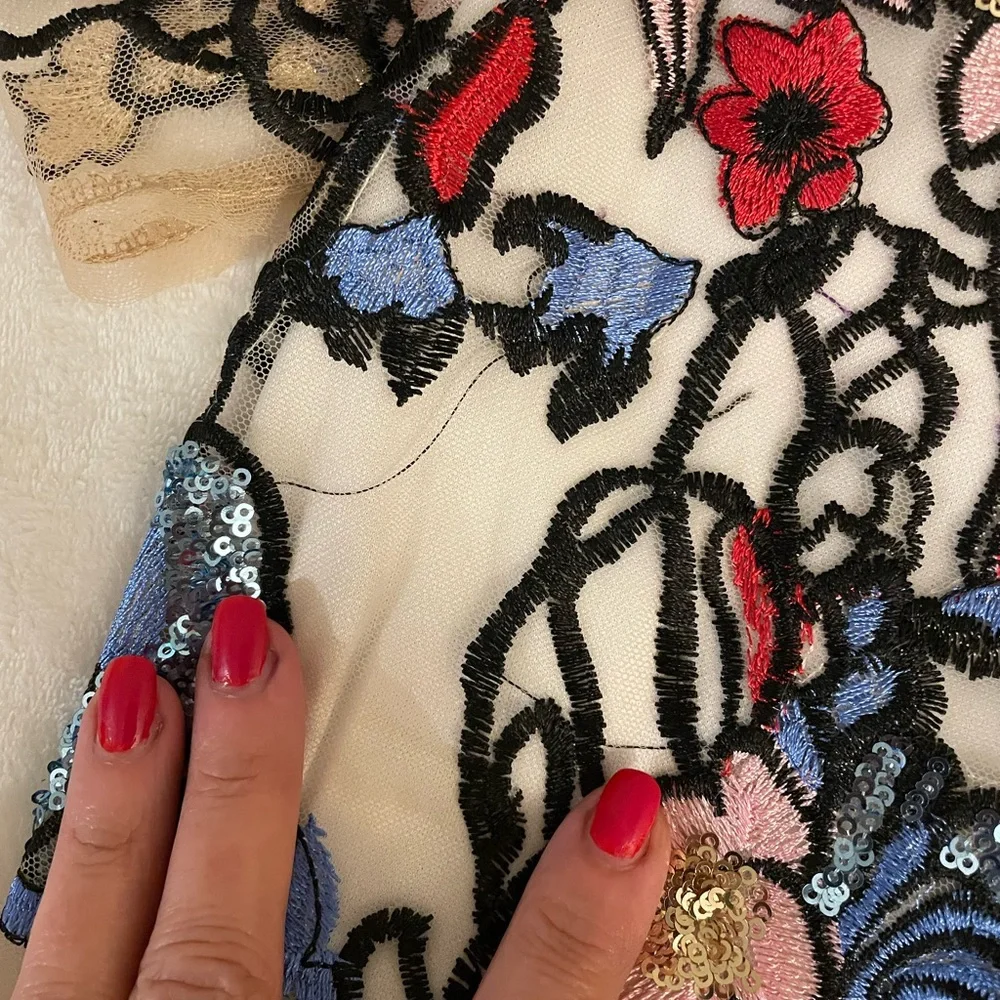 🌹🆕 Alexia Admor Embroidered fit and flare Sequin Formal Wedding Dress Size 10 - Picture 8 of 16